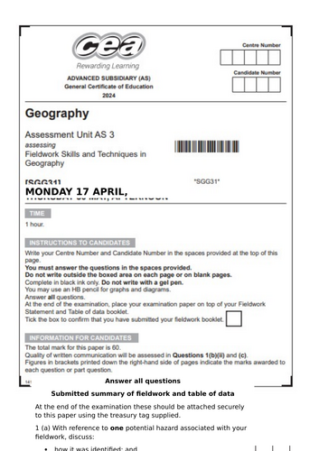 CCEA AS Unit 3 predicted paper 2025
