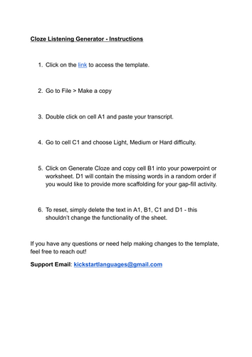Cloze (Gap-fill) Generator