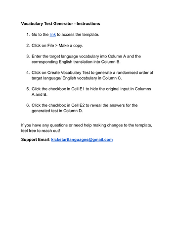 Vocabulary Test Generator