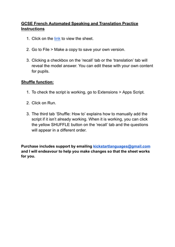 GCSE French: Automated speaking and translation practice