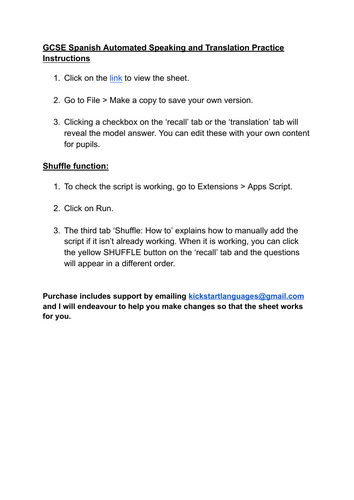 GCSE Spanish: Automated speaking and translation practice