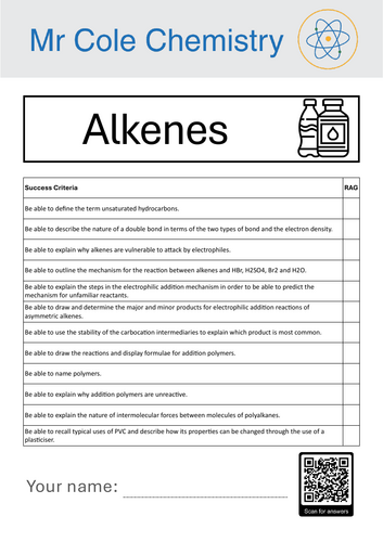 Alkenes Booklet | Teaching Resources