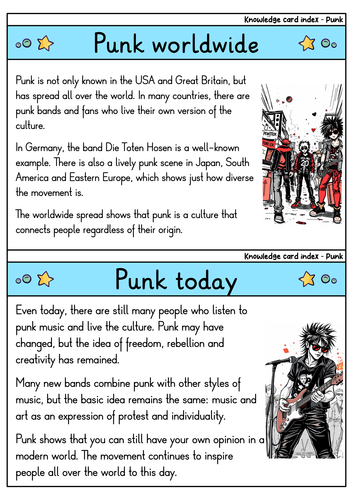 Punk - Flashcards on History, Bands, and Culture | Teaching Resources