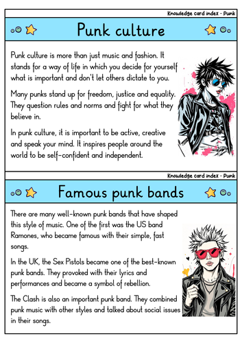 Punk - Flashcards on History, Bands, and Culture | Teaching Resources