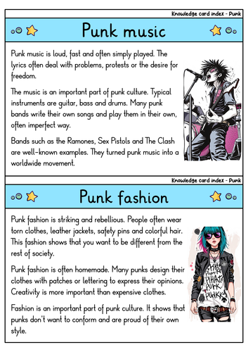 Punk - Flashcards on History, Bands, and Culture | Teaching Resources