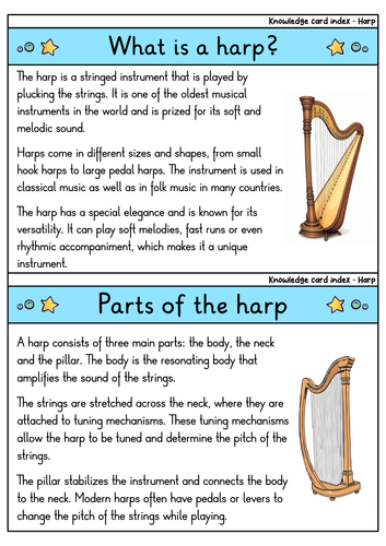Harp - Flashcards on History, Music, and Technique | Teaching Resources