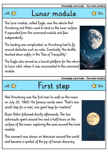 The Moon Landing - Flashcards | Space Exploration | Apollo 11 & Key ...