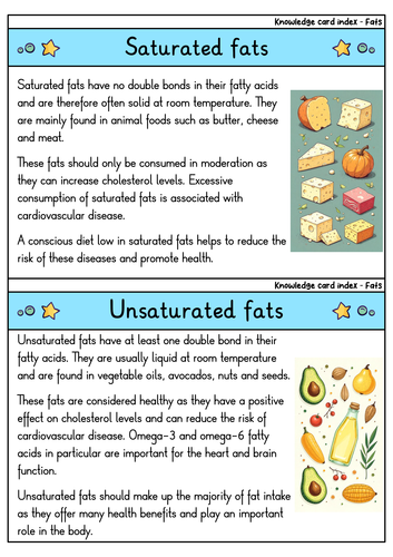 Fats - Flashcards | Biology | Structure, Types & Functions | Teaching ...