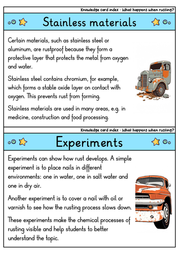 Rusting - Flashcards | Chemistry | Oxidation, Corrosion & Prevention ...