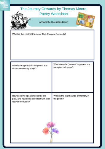 The Journey Onwards by Thomas Moore  Poetry Worksheet