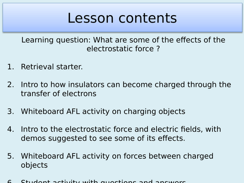 AQA P4.1 Electrical charges and fields