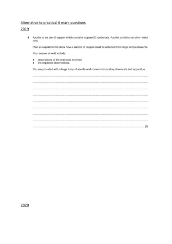 CIE iGCSE/GCSE Alternative to practical Chemistry exam question ...