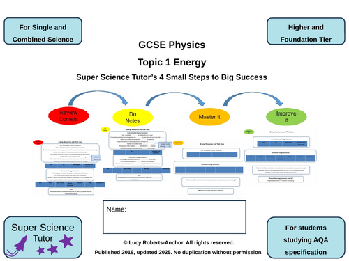 GCSE AQA Physics Topic 1 Energy 4-Steps Revision and Exam Preparation