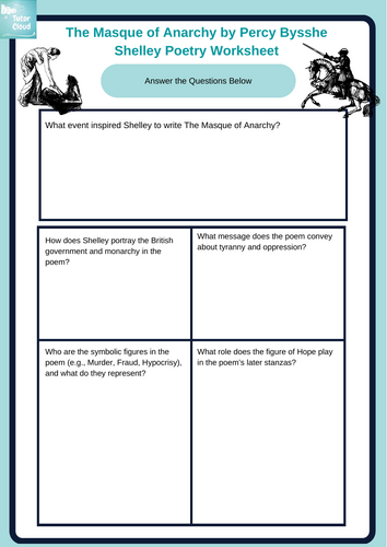 The Masque of Anarchy by Percy Bysshe Shelley Poetry Worksheet