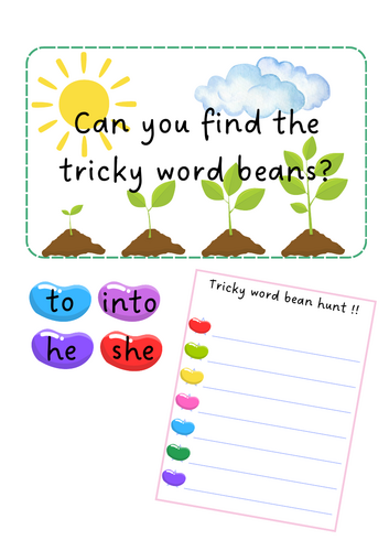 Growing / Plants - Tricky word bean hunt