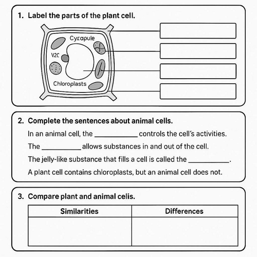 KS3 Science – Plant and Animal Cells (Lesson 1 PPT + Worksheet ...