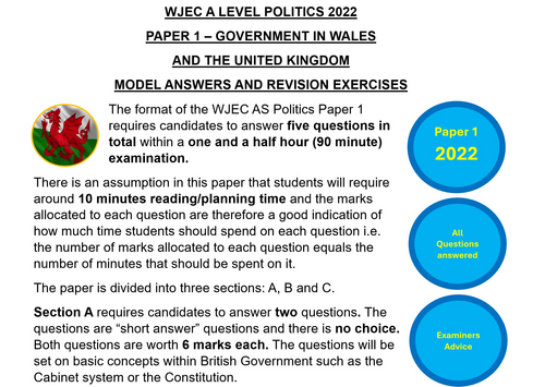 WJEC AS/A Level Politics Model Answers - Full Papers - Paper 1 - 2022 ...