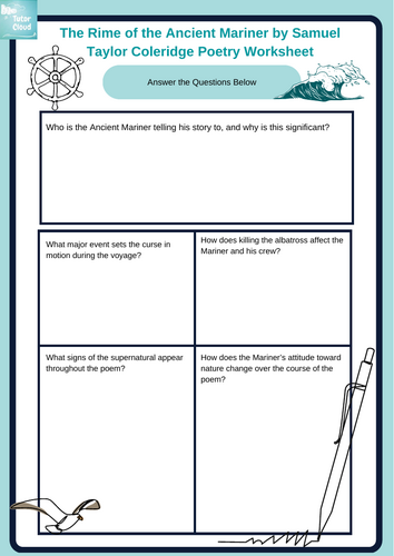 The Rime of the Ancient Mariner by Samuel Taylor Coleridge Poetry Worksheet