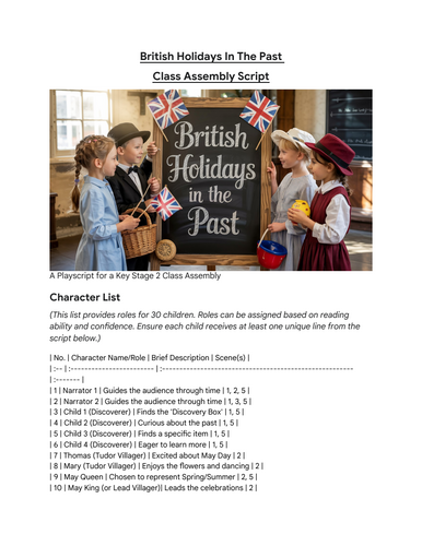 British Holidays In The Past - Class Assembly Script | Teaching Resources