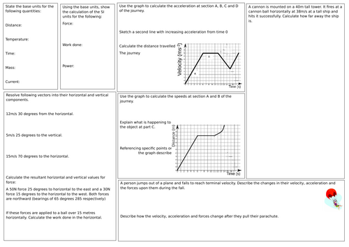 Edexcel topic 2 Mechanics revision mat.