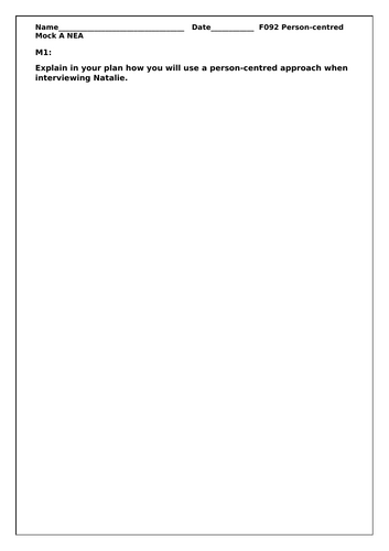 AAQ OCR Cambridge Health & Social Care F092: Mock NEA (Mock A Natalie ...