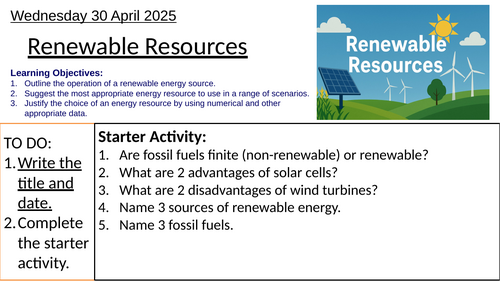 AQA GCSE Combined Science Physics: Renewable Resources: Complete Lesson