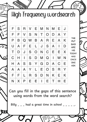 Year 1 High Frequency Words: Word Search Activity 1. | Teaching Resources