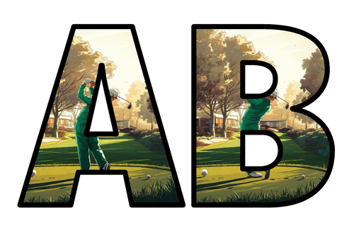 Golf Player PE Sport Lettering Set Display Title Letters Numbers Signs ...