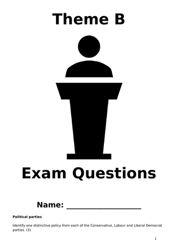 Edexcel Citizenship Theme B Exam Questions Booklet