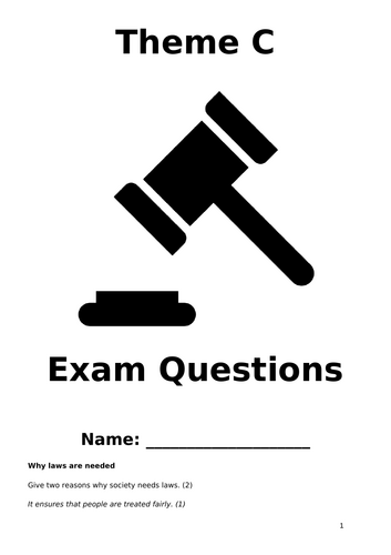Edexcel Citizenship Theme C Exam Questions Booklet