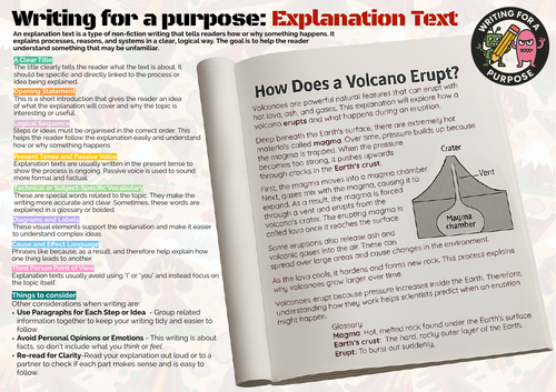 Writing for a Purpose: Explanation Texts KS2+