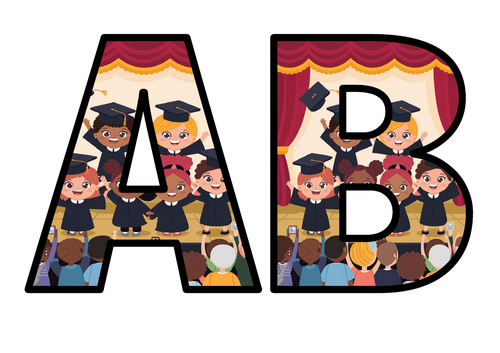 Hats Off to Kindergarten Graduate Kindy Lettering Set Display Title ...