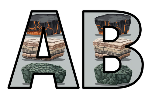Igneous Sedimentary Metamorphic Rock Lettering Set Display Title ...