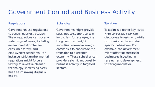 Government Economic Control