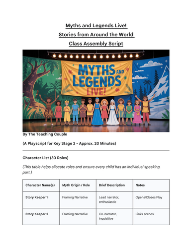 Myths and Legends Live! Stories from Around the World - Class Assembly ...
