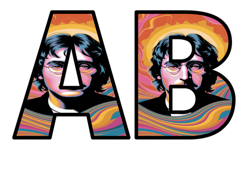 John Lennon Singer The Beatles Lettering Set Display Title Letters ...