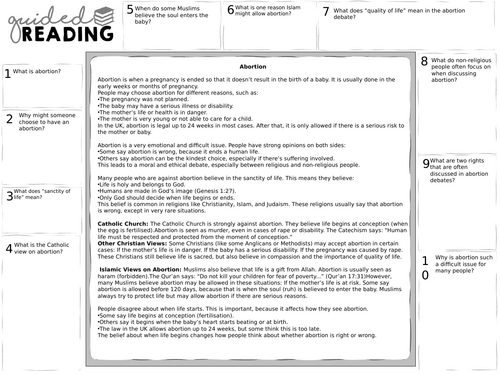 Abortion Guided Reading