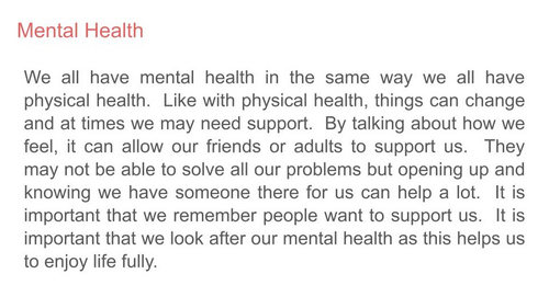 Mental Health Awareness Assembly / Tutor Time | Teaching Resources