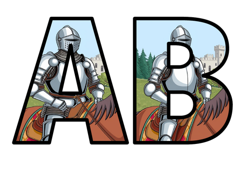 Knight Riding Horse Storybook Lettering Set Display Title Letters ...