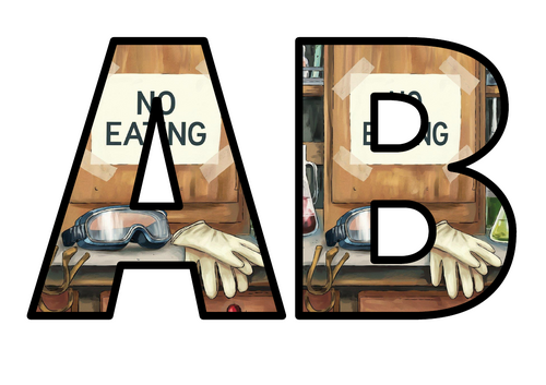 Lab Rules No Eating Science Lettering Set Display Title Letters Numbers ...