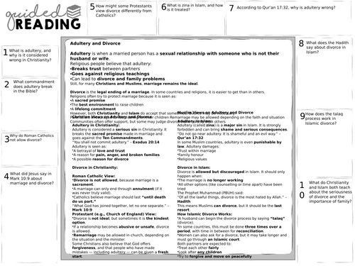 Eduqas - Issues of Relationships: Adultery and Divorce
