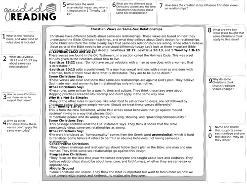 Eduqas - Issues of Relationships: Christian views on same sex relations