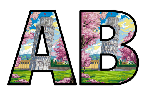 Leaning Tower of Pisa Building Architect Lettering Set Display Title ...