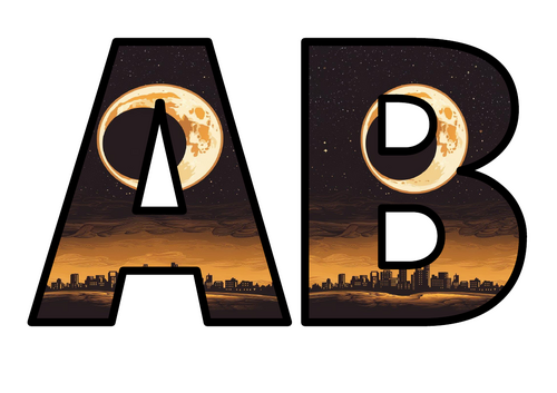 Lunar Eclipse Sun Moon Earth Lettering Set Display Title Letters ...