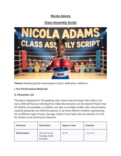 Nicola Adams - Class Assembly Script | Teaching Resources