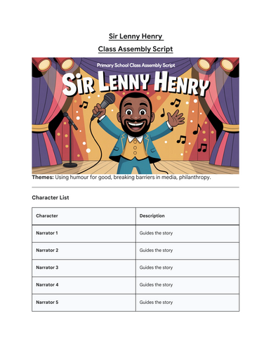 Sir Lenny Henry - Class Assembly Script | Teaching Resources