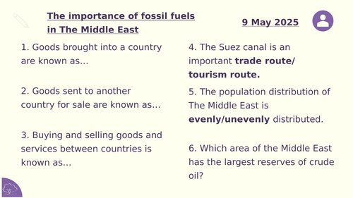 Y7 Middle East: Importance of fossil fuels