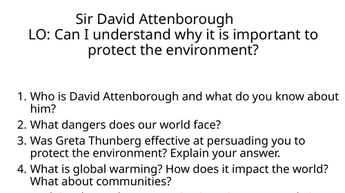 Non Fiction - David Attenborough Inspired Persuasive Writing