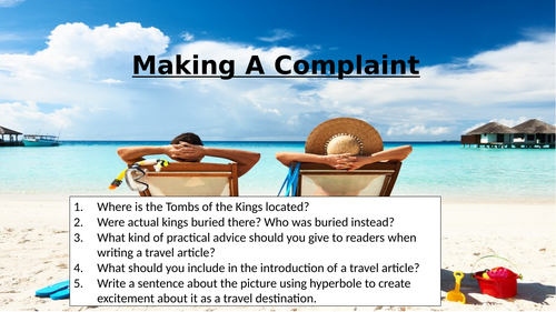 Travel Writing - Assessment: Complaint Letter