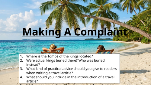 Travel Writing - Assessment: Complaint Letter